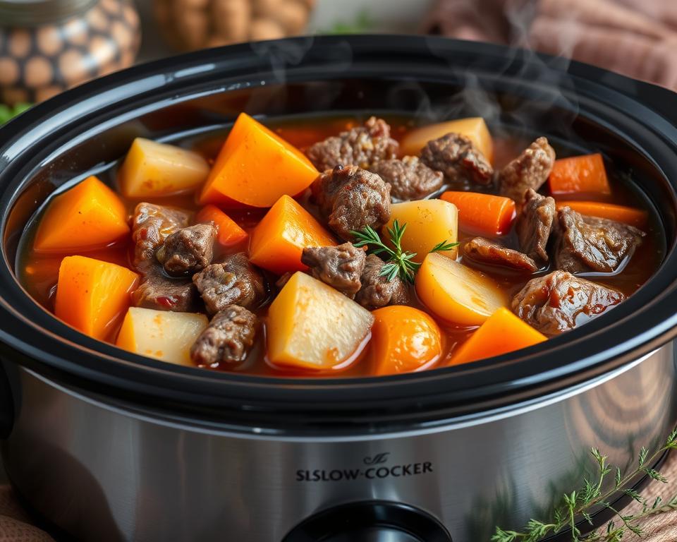 Slow Cooker Beef Stew with Butternut, Carrot and Potatoes